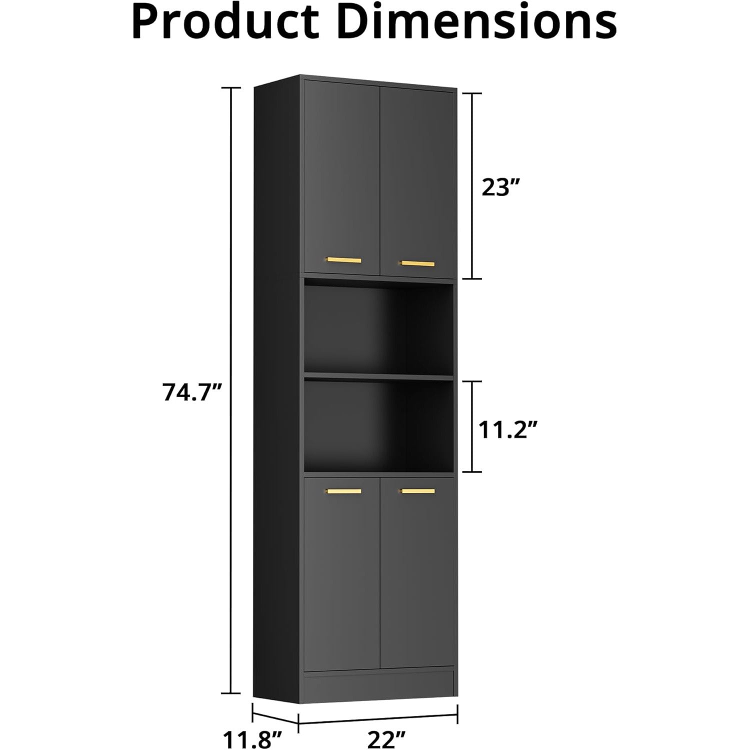 Tall Kitchen Pantry Storage Cabinet 4 Wood Doors Freestanding Cupboard Open Countertop Adjustable Shelves Portable Wardrobe