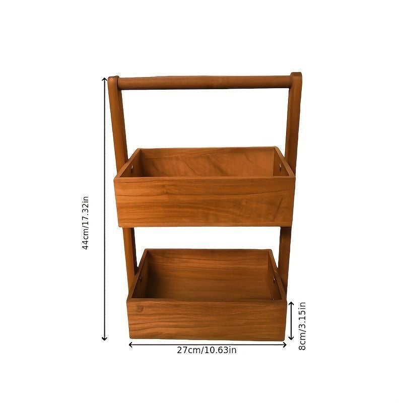 Double Layer Solid Wood Storage Rack Multi-layer Storage Rack for Vegetables Kitchen Bathroom Living Room Storage Organization