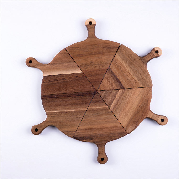 Wooden Cutting Board Pizza Plate Divided Cheese Steak Plate Irregular Partitioned Acacia Wood Fruit Sushi Serving Tray