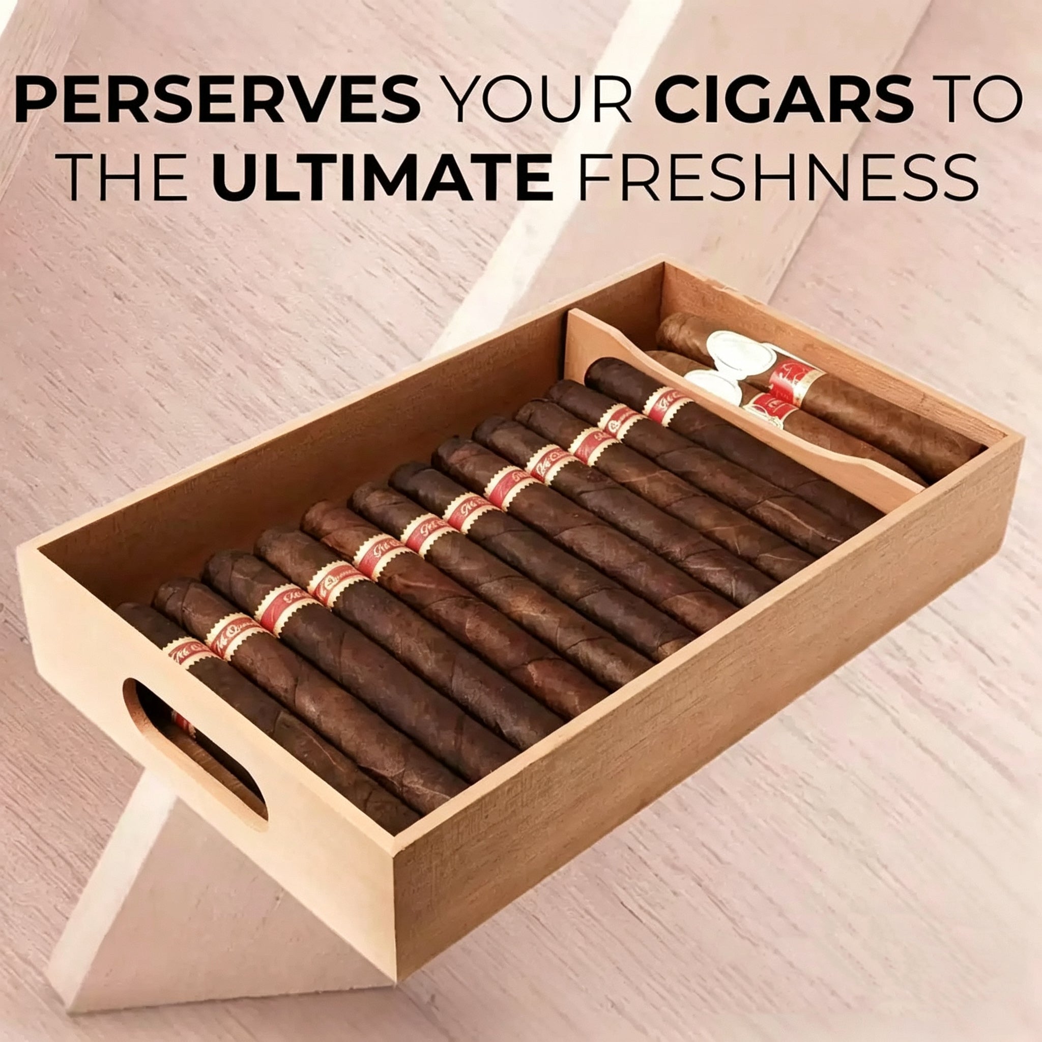 Wooden Cigar Box Rectangular Hollow Carved Thick Tobacco Storage Box Portable Spanish Cedar Wood Cigar Holder Box
