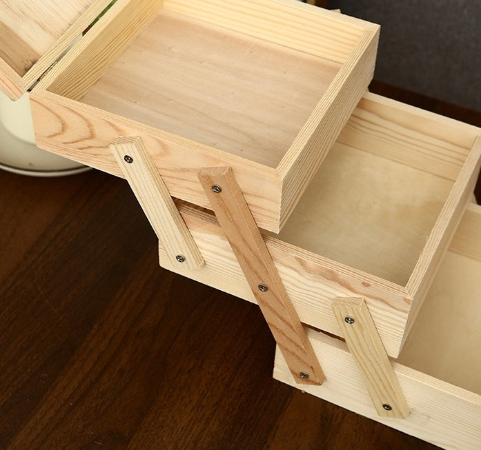 Storage Box Handheld Wooden Folding Storage Box Jewelry Cosmetics Storage Wooden Box Chinese Style Pastry Box