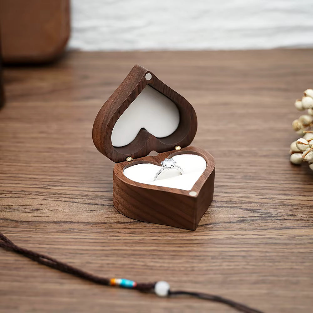 Wood Ring Boxes Jewellery Packaging Ring Box Wedding Engagement Ring Box Vintage Luxury Jewelry Heart Shaped Box